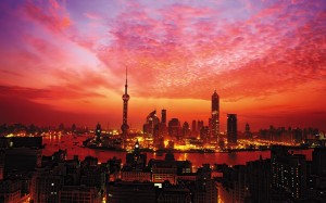 Вечерний Шанхай. Закат.