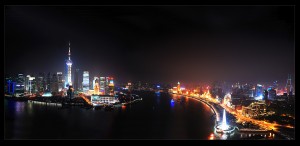 Ночной Шанхай (панорама)